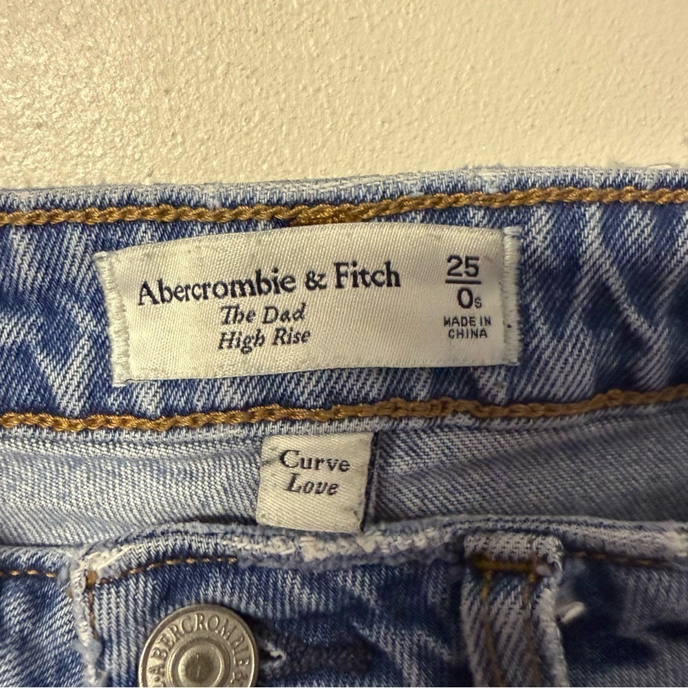 Abercrombie & Fitch The Dad Jeans Curve Love High Rise Size 25 0 Short loose - Picture 5 of 10